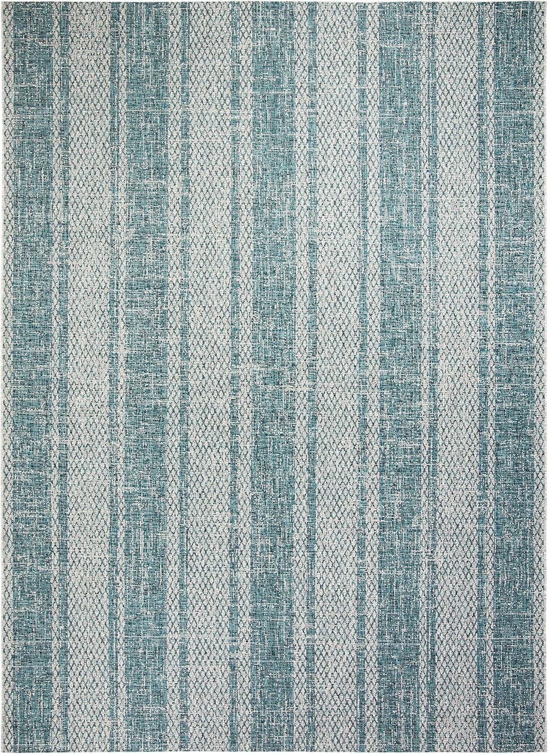 Courtyard CY8736 Power Loomed Indoor and Outdoor Area Rug - Light Grey/Teal - 9'x12' - Safavieh