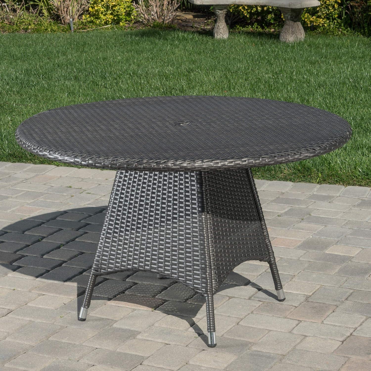 Colonial Outdoor Wicker Round Dining Table, Grey