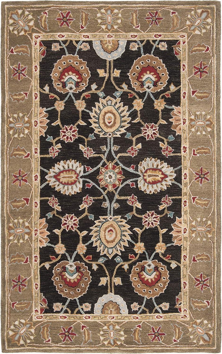 SAFAVIEH Anatolia Scarlett Floral Area Rug, Black/Green, 3' x 5'