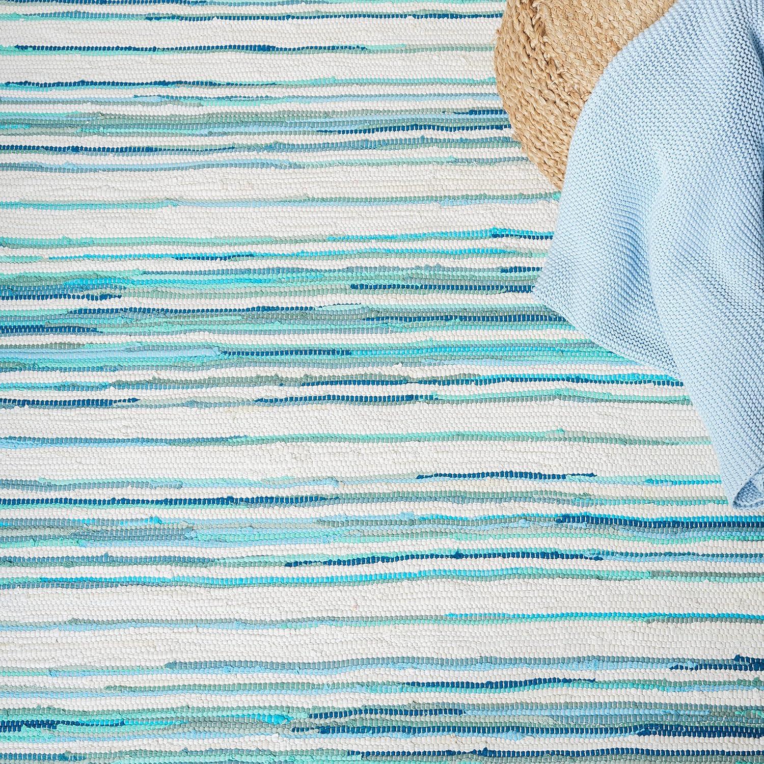 Rag Rug RAR126 Hand Woven Indoor Accent Rug - 2'3"x5' - Ivory/Green - Safavieh