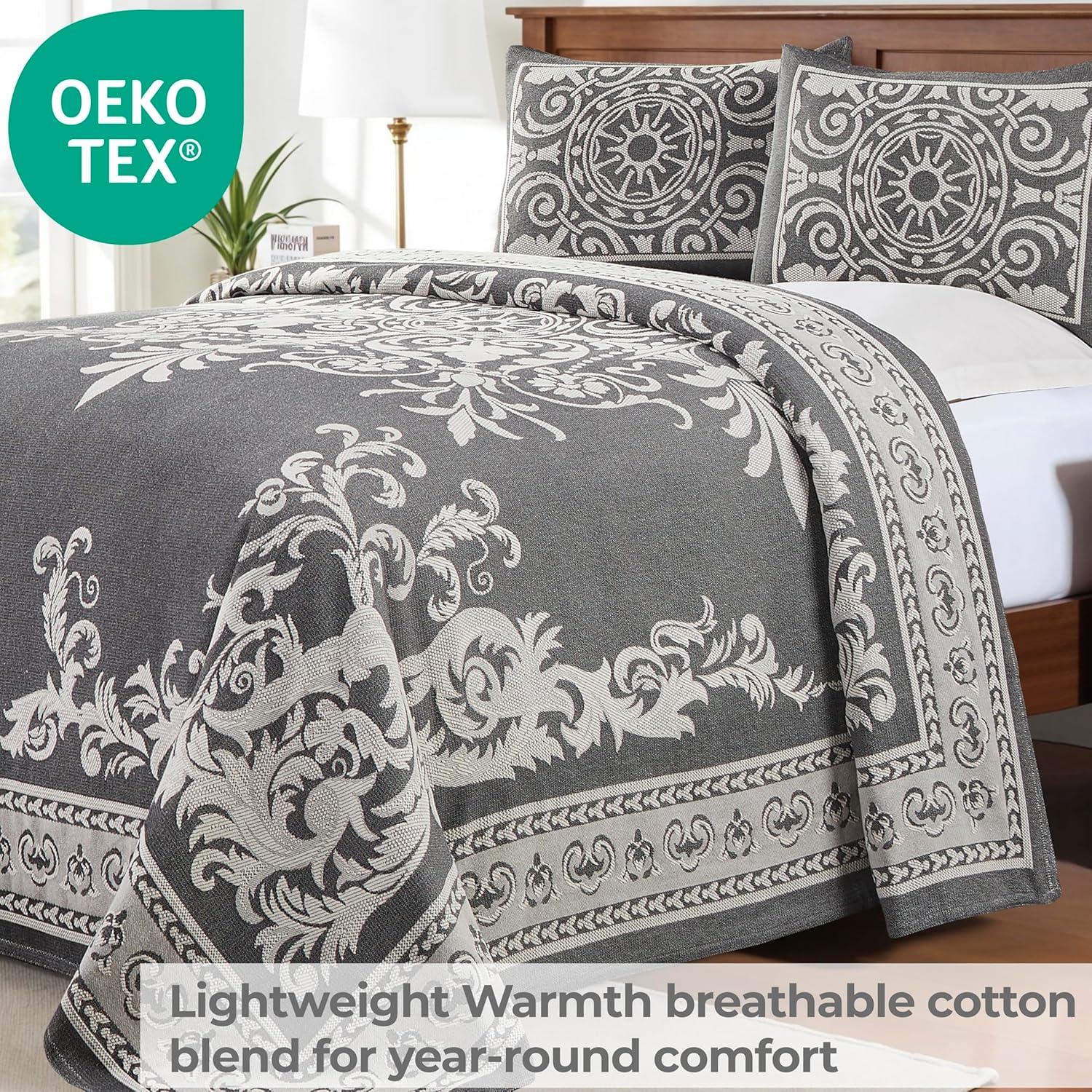 Superior Rio Lightweight Cotton Blend Woven Jacquard Traditional Medallion Bedspread/Coverlet Set