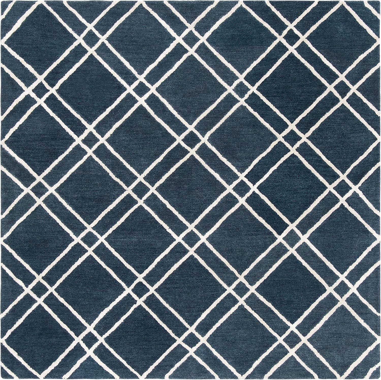 Himalaya HIM901 Hand Tufted Area Rug - Navy/Silver - 8'x8' - Safavieh.