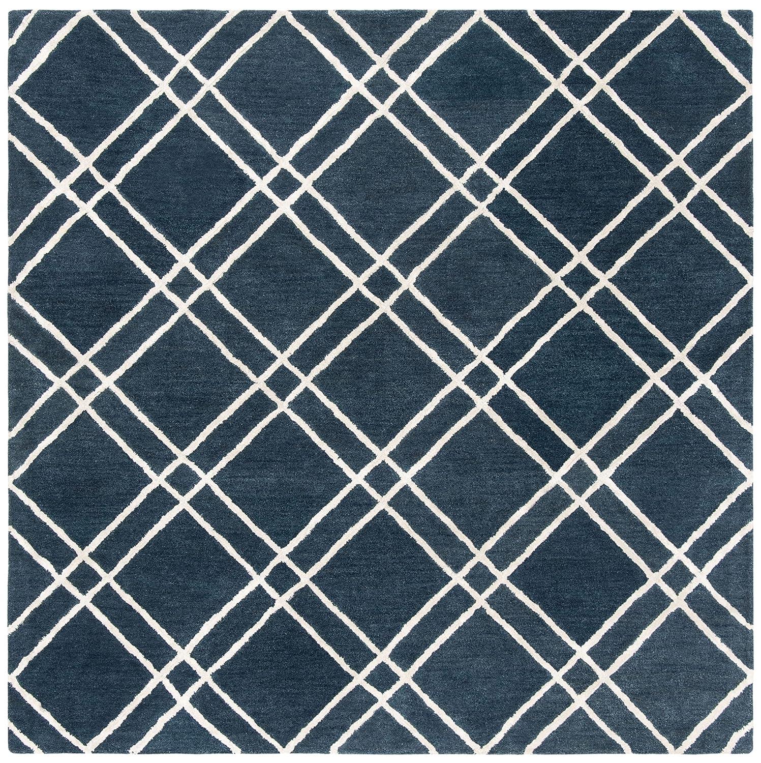 Himalaya HIM901 Handmade Area Rug - 8'x8' - Navy/Silver - Safavieh