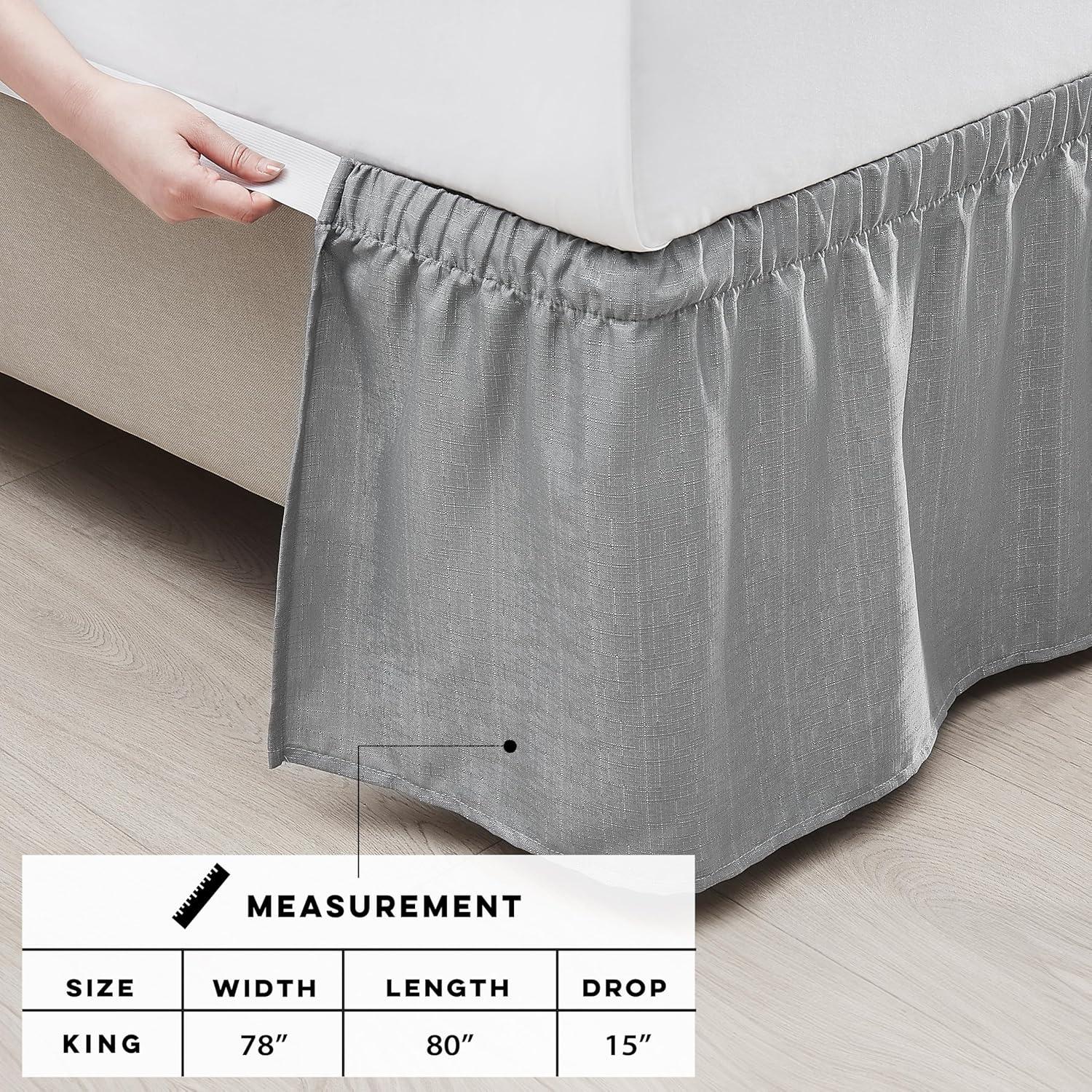 Gray Polyester King/California King Machine Washable Bed Skirt