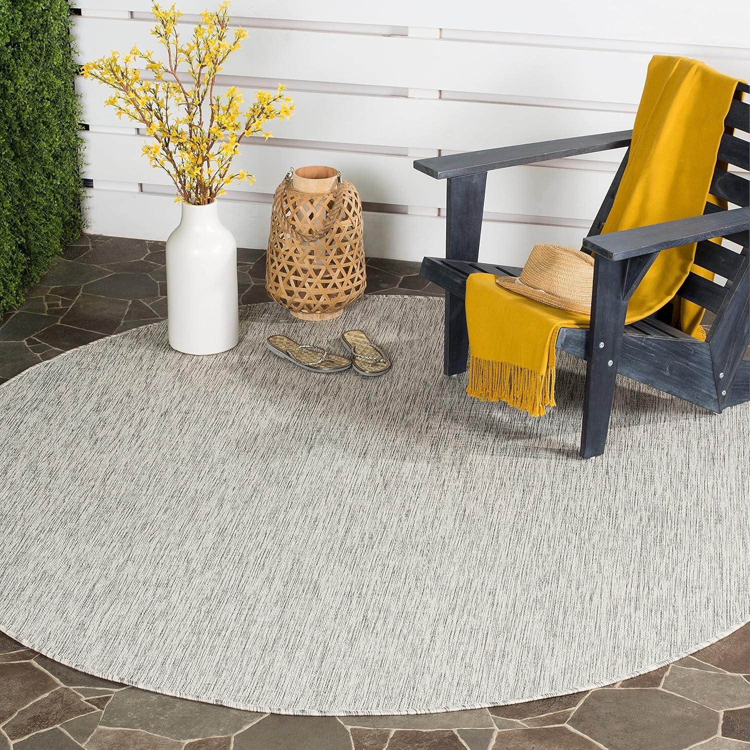 Courtyard CY8576 Power Loomed Indoor and Outdoor Area Rug - Grey/Turquoise - 9'x12' - Safavieh