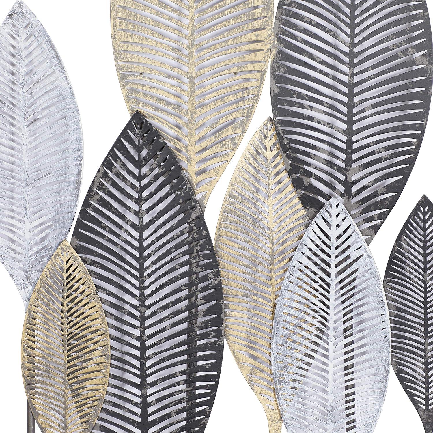 DecMode Bronze Metal Leaf Wall Decor with Black Frame