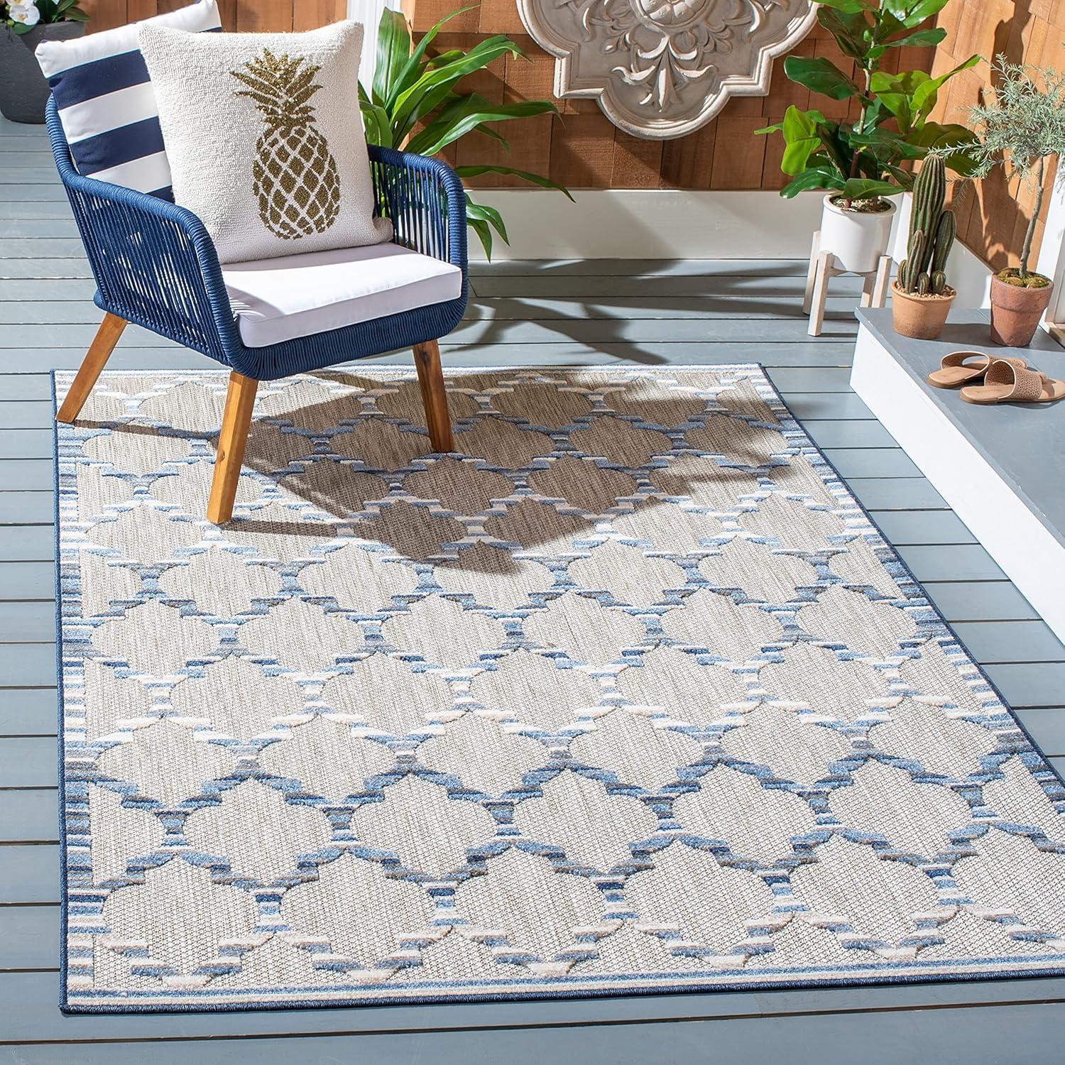Cabana CBN333 Loomed Indoor Area Rug - Grey/Blue - 9'x12' - Safavieh