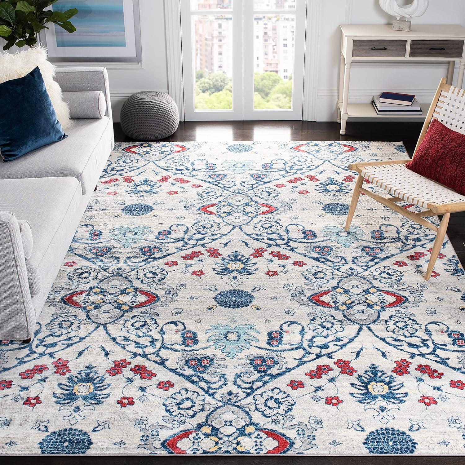 Brentwood BNT894 Power Loomed Area Rug - Navy/Grey - 8'9"x11'9" - Safavieh.