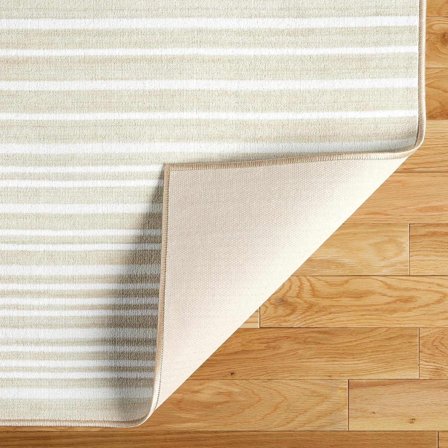 Town & Country Basic Layne Everwash Non-Slip Backing Area Rug Cream/Beige