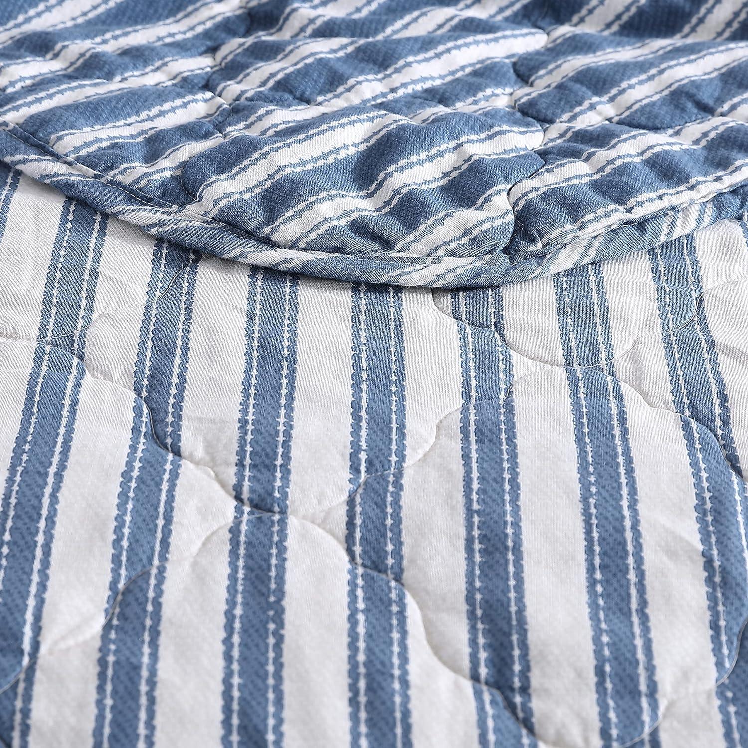 Willow Way Ticking Stripe Quilt & Sham Set - Stone Cottage