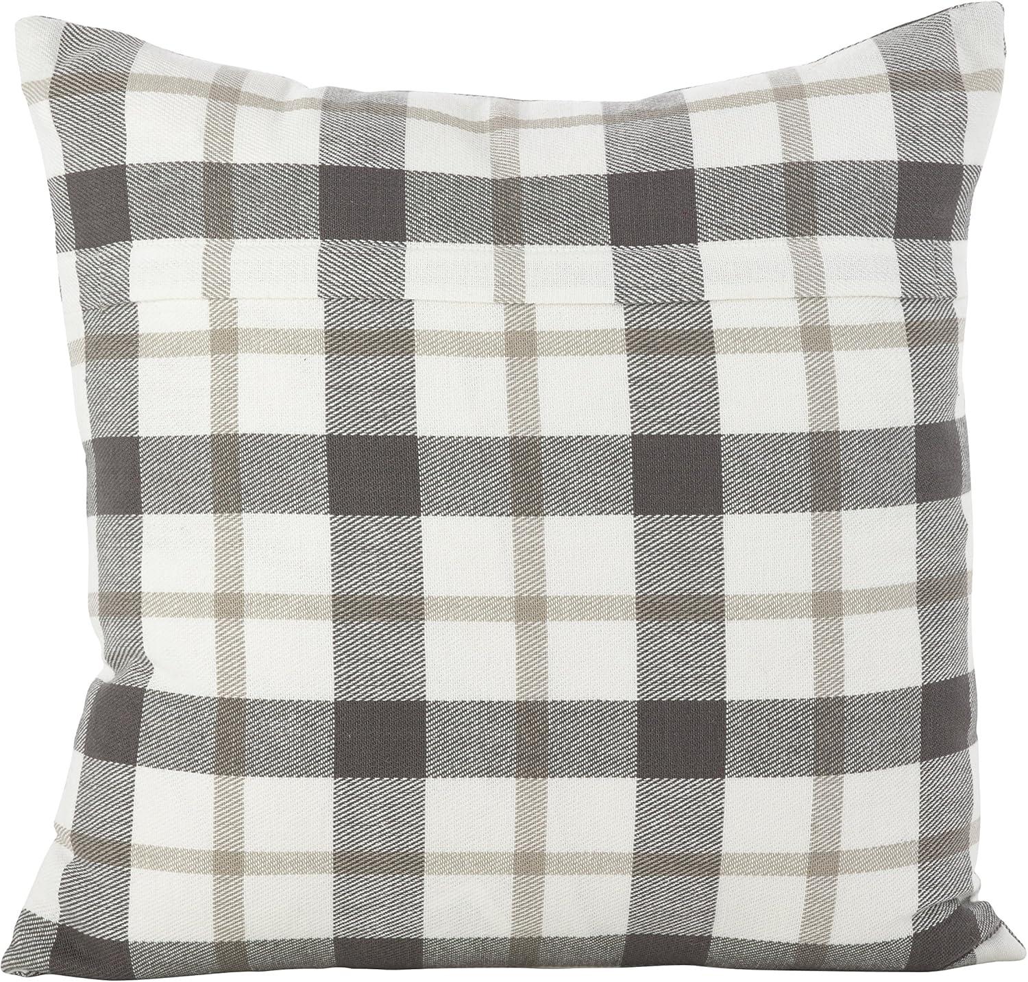 Plaid Down Filled Throw Pillow Gray - Saro Lifestyle