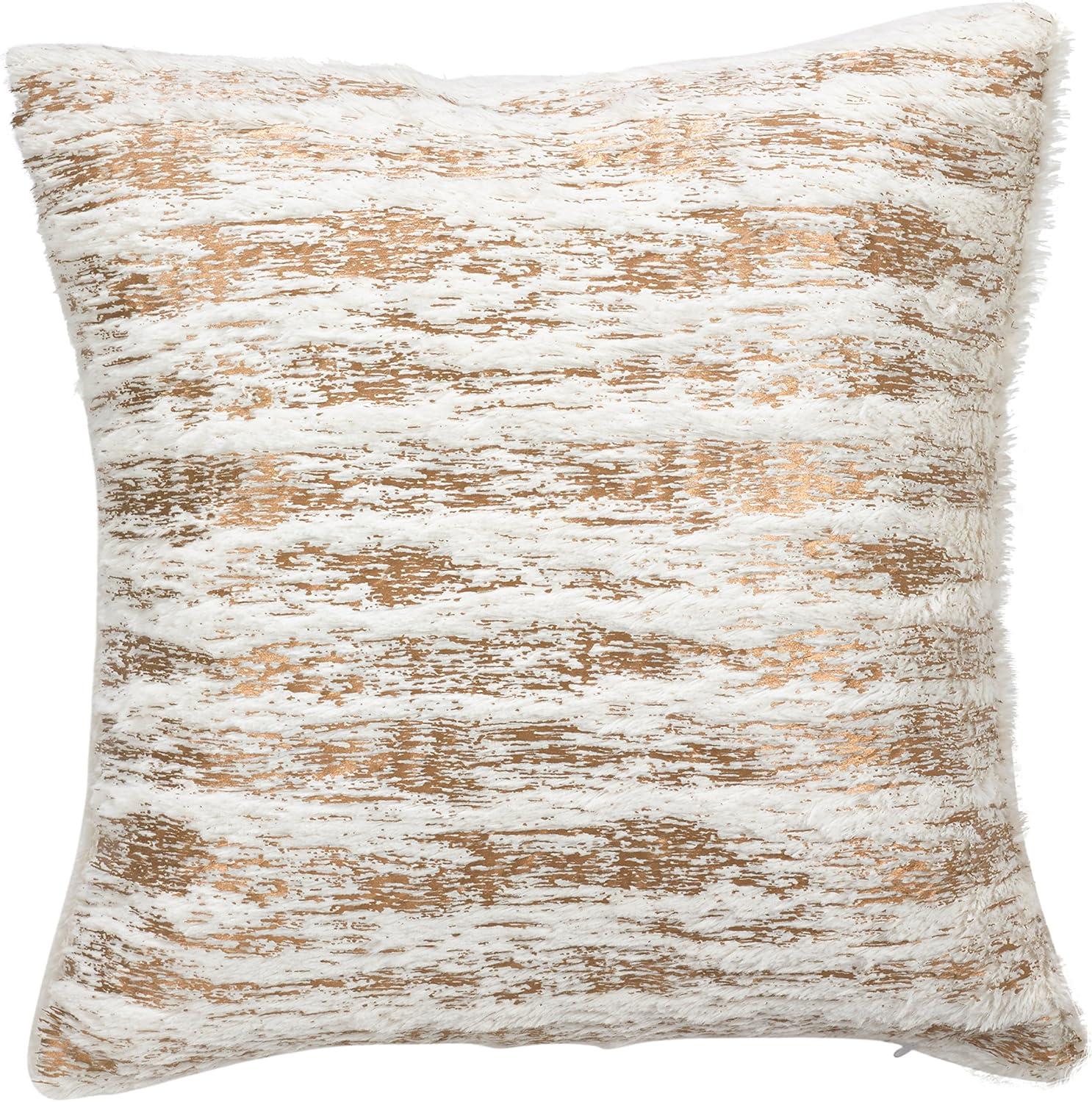 15"x15" Down Filled Foil Print Faux Fur Throw Pillow - Saro Lifestyle