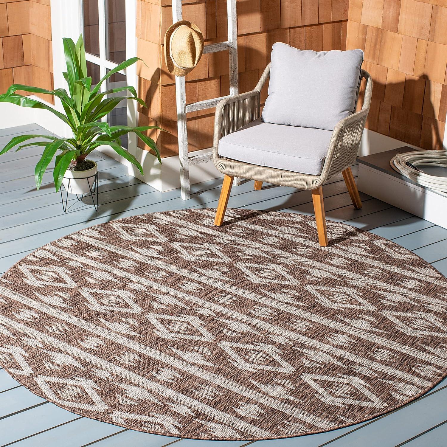 Safavieh Courtyard Tempe 9 x 12 (ft) Loomed Polypropylene Gray/Navy Rectangular Indoor/Outdoor Distressed/Overdyed Coastal Area rug
