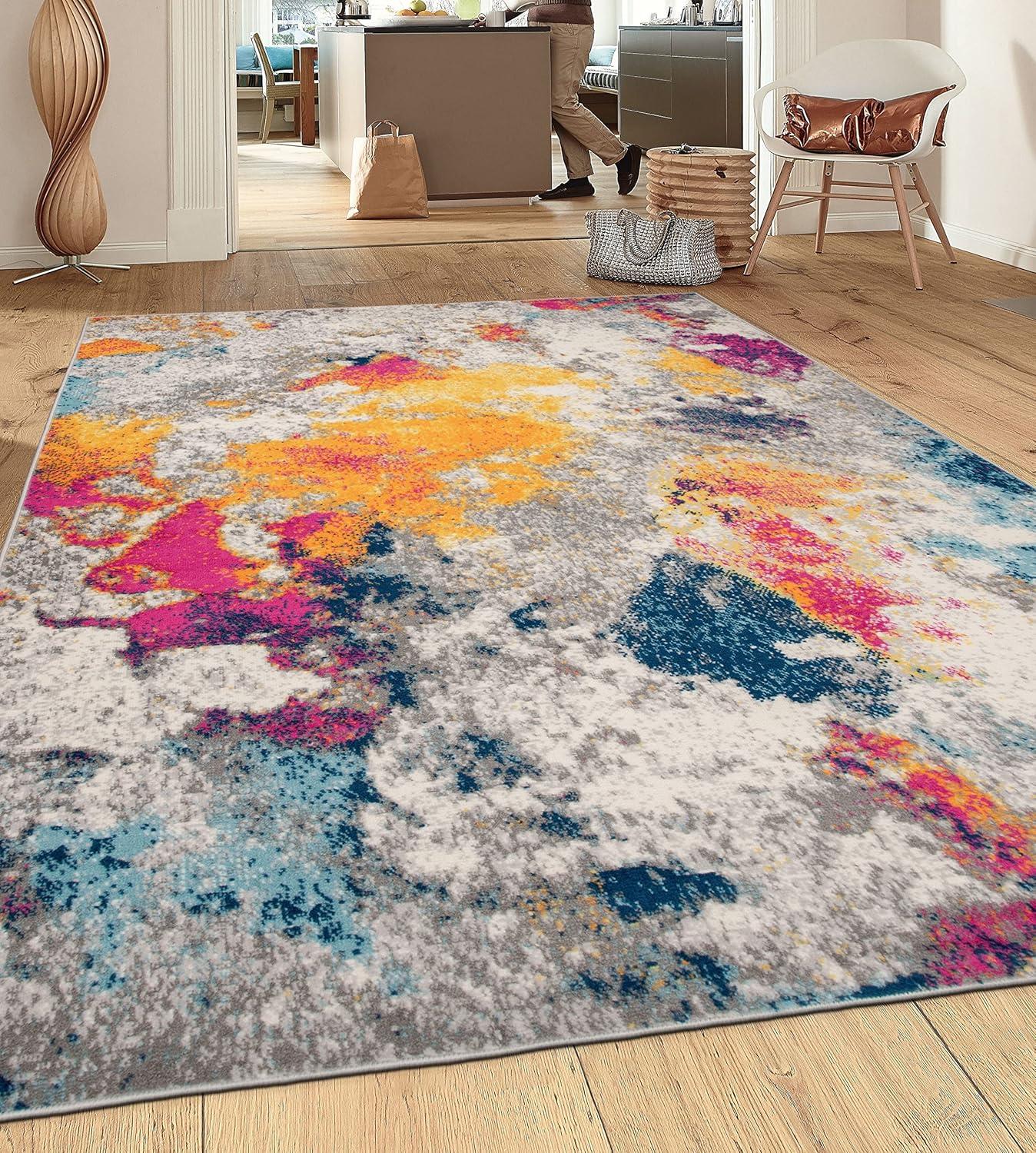 World Rug Gallery Abstract Contemporary Multi 6'6"x9' Area Rug