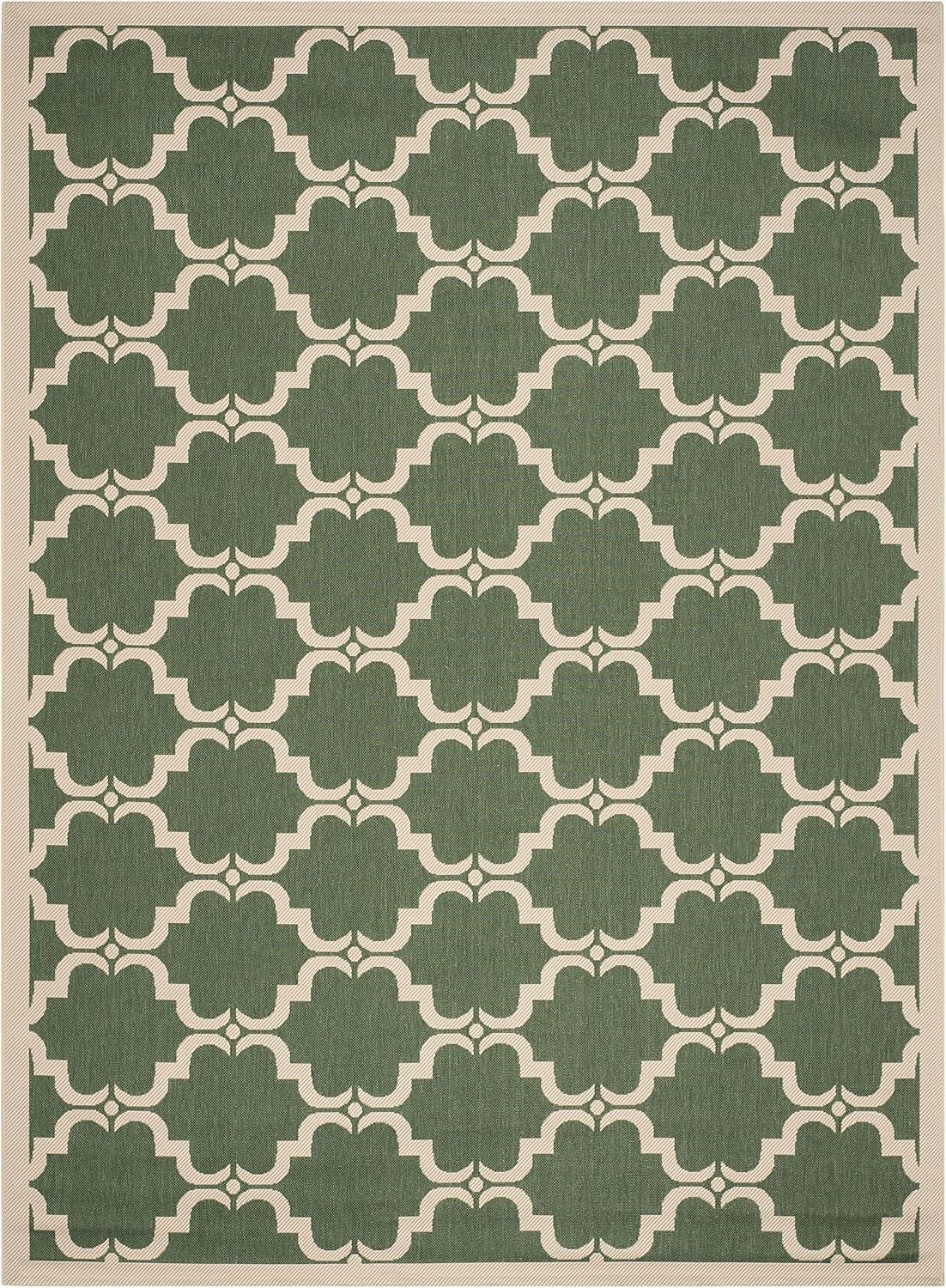 SAFAVIEH Courtyard Estelle Geometric Indoor/Outdoor Area Rug, 9' x 12', Dark Green/Beige