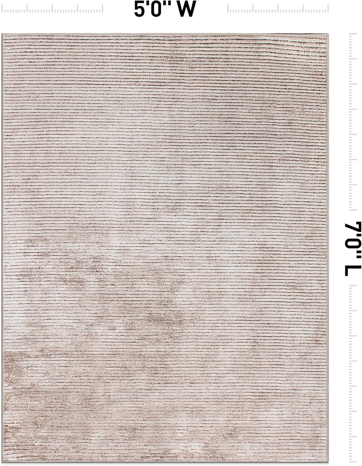 World Rug Gallery Contemporary Distressed Stripe Machine Washable Area Rug