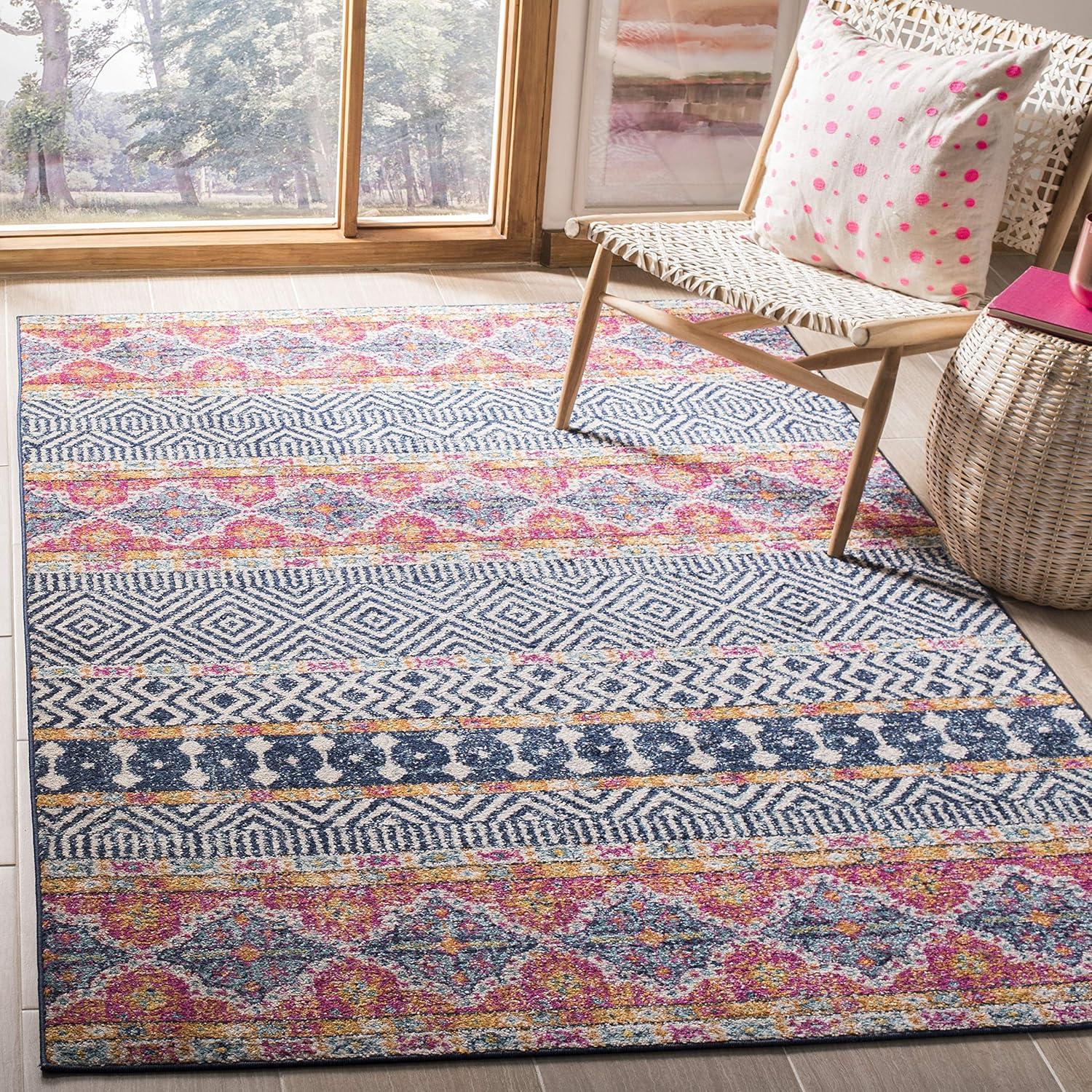 Madison MAD797 Power Loomed Indoor Area Rug - Navy/Ivory - 6'7"x6'7" - Safavieh.
