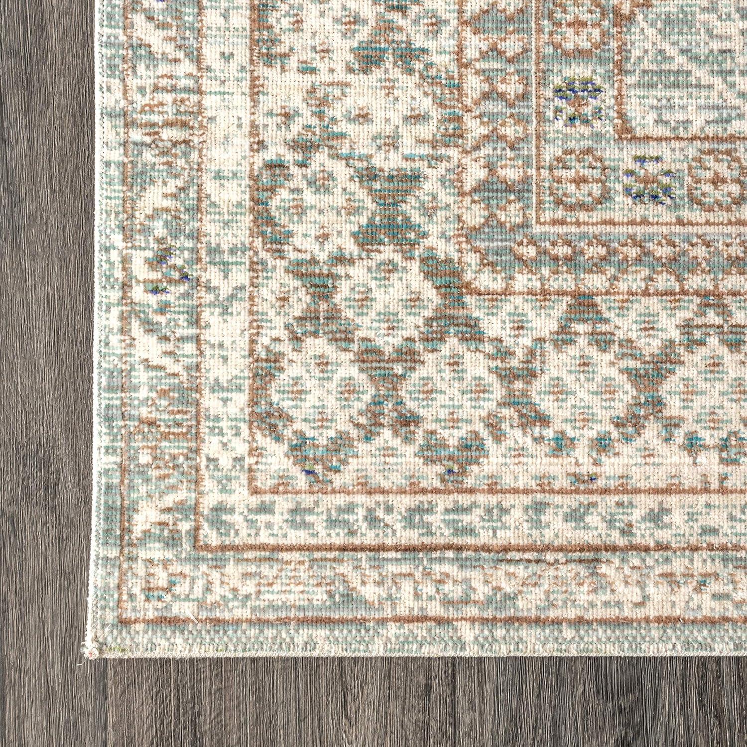 Elegant Argyle Light Blue/Ivory Synthetic 3x5 Area Rug