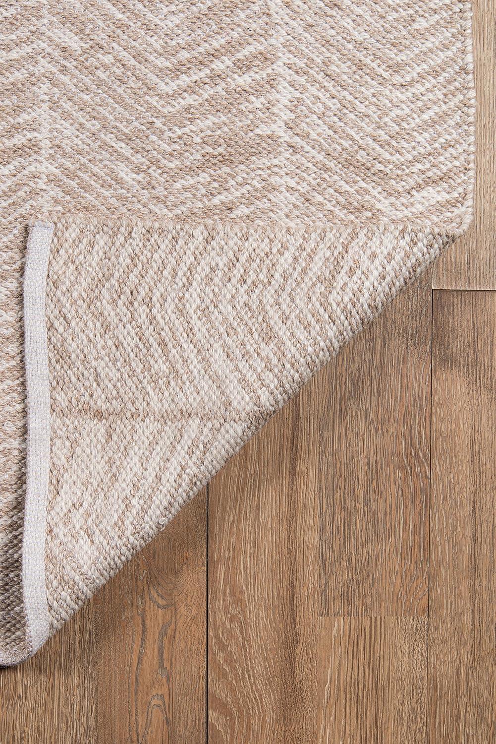 Modern Tribal Chevron Flatweave Rug in Soft Brown, 7'6" x 9'6"