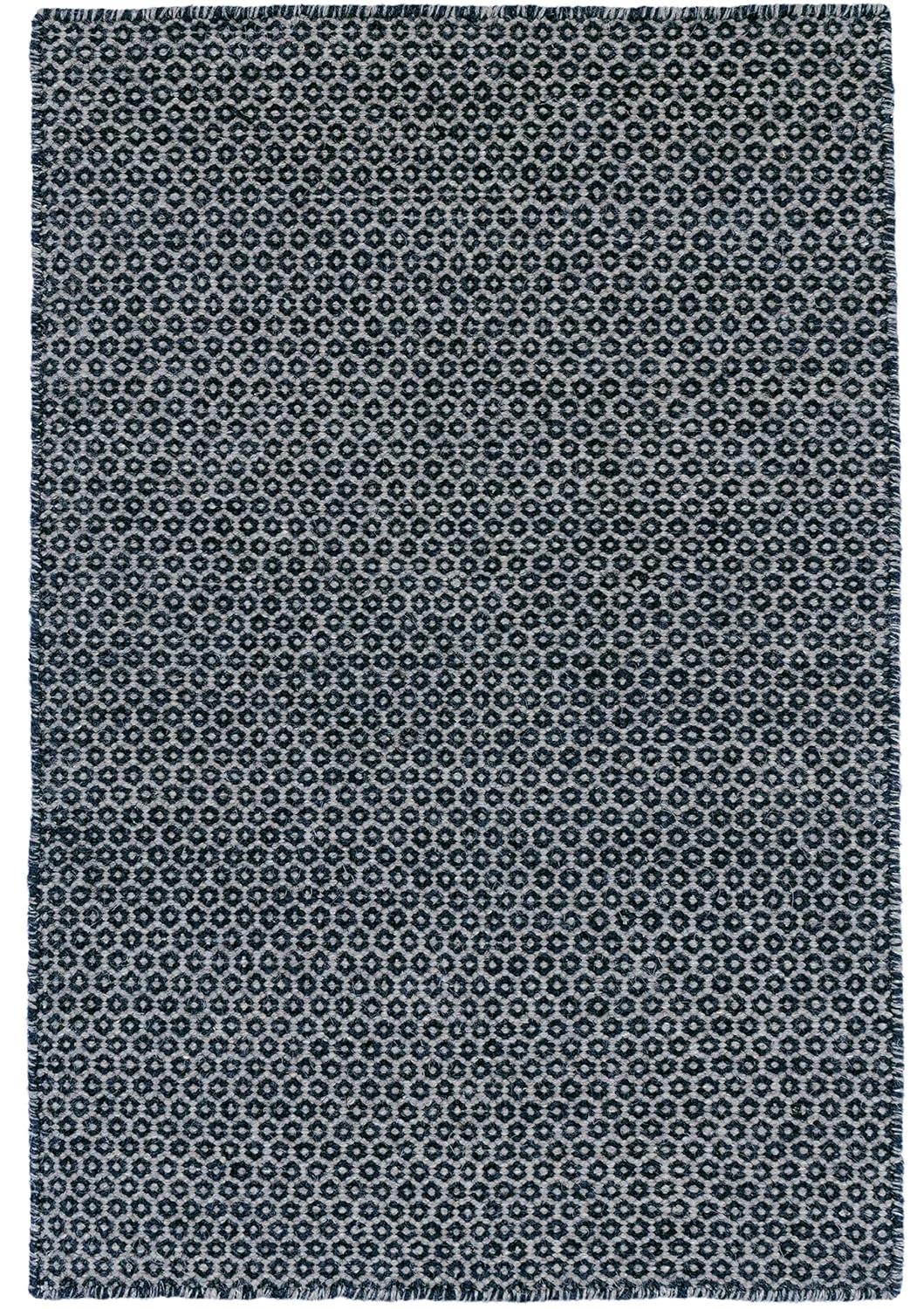 Honeycomb French Blue/Ivory Handwoven Wool Rug