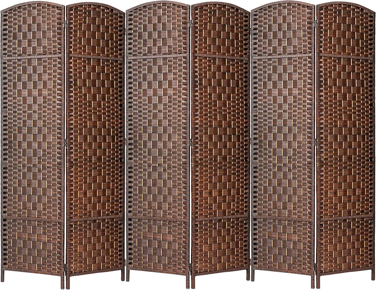 Room Divider Diamond Weave Bamboo Fiber Privacy Partition Screen