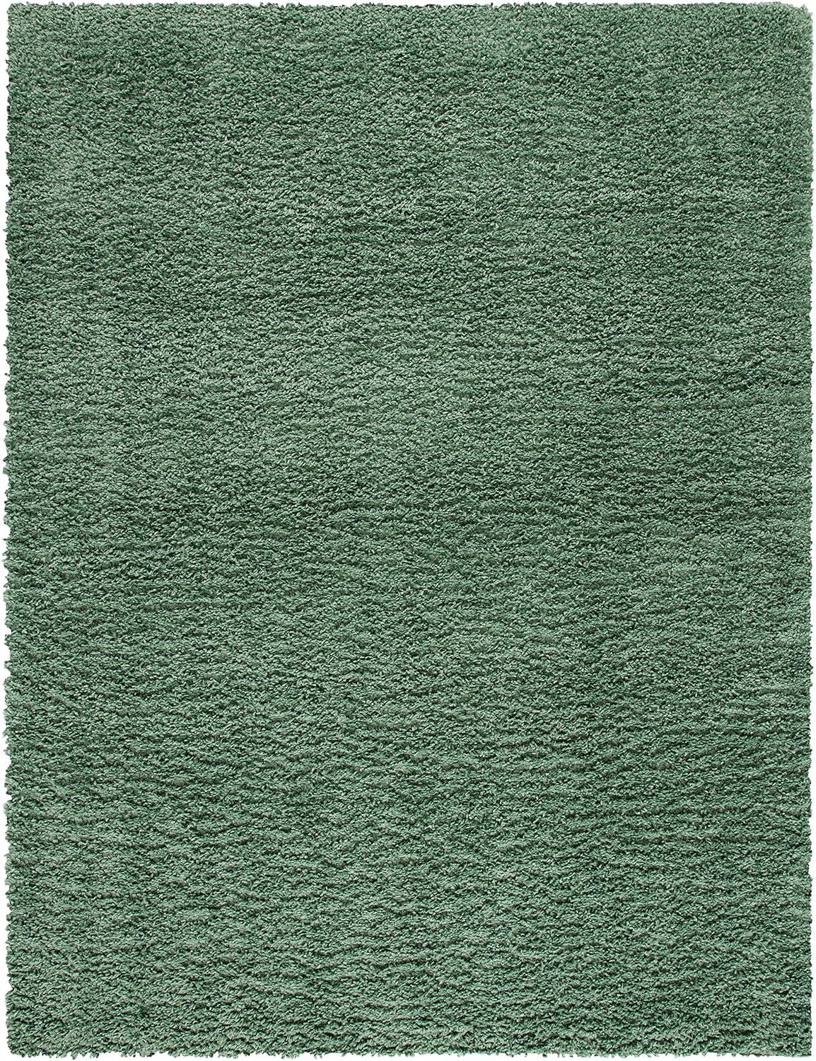 SAFAVIEH August Sophia Solid Plush Shag Area Rug, Green, 9' x 12'