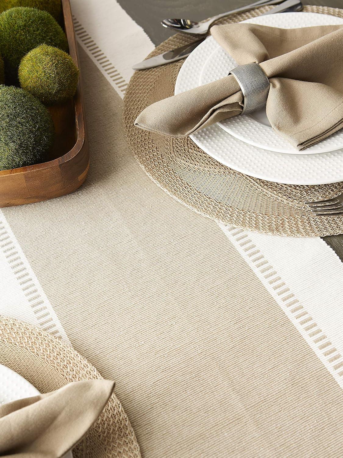 Design Imports  13 x 72 in. Stone Dobby Stripe Table Runner