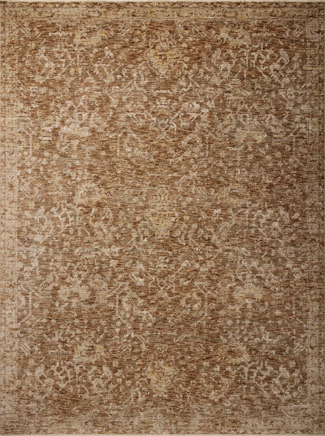 Junie Clay and Natural Polyester Traditional Area Rug with Fringe