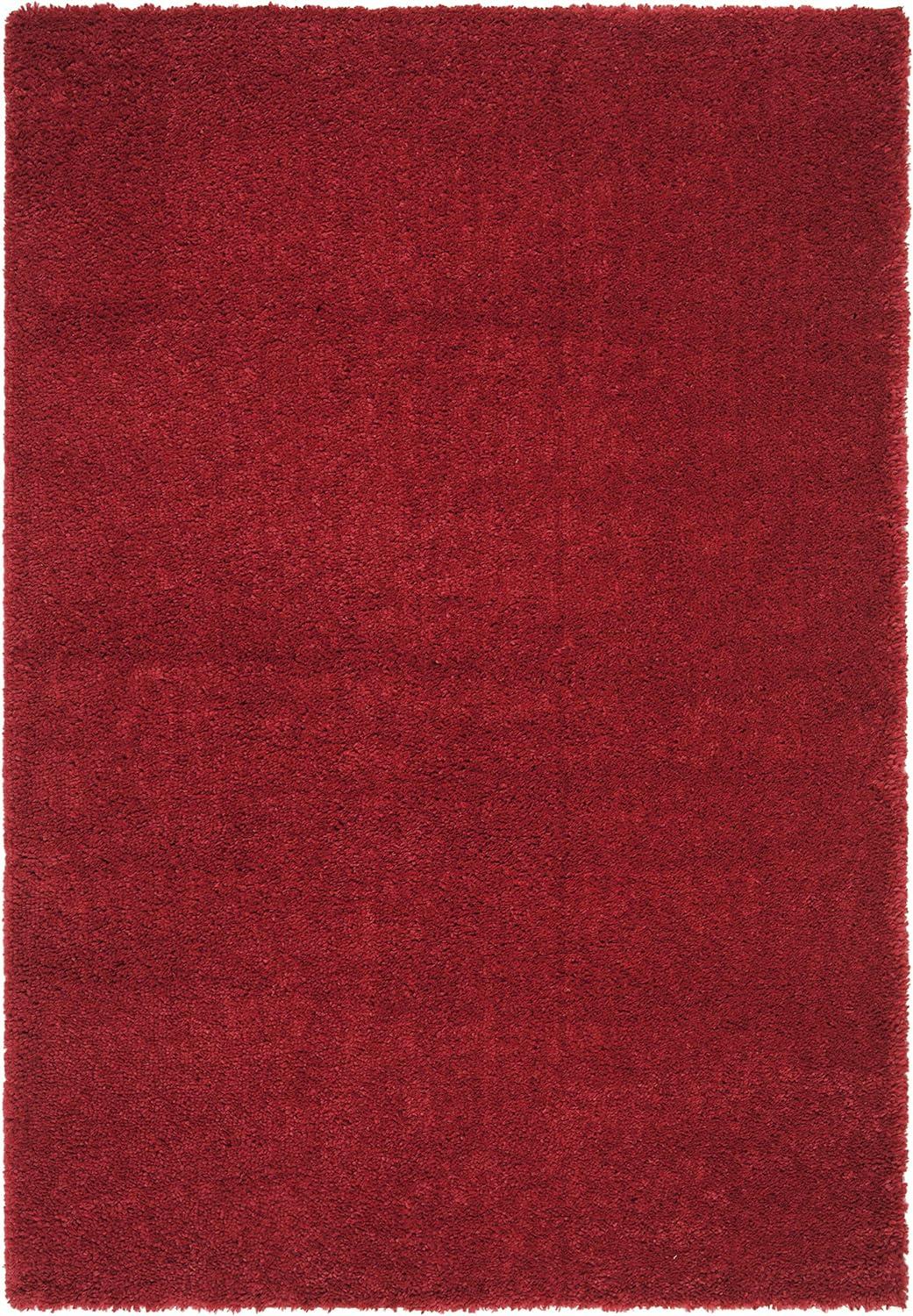 SAFAVIEH August Carlene Solid Plush Shag Area Rug, Red, 10' x 14'