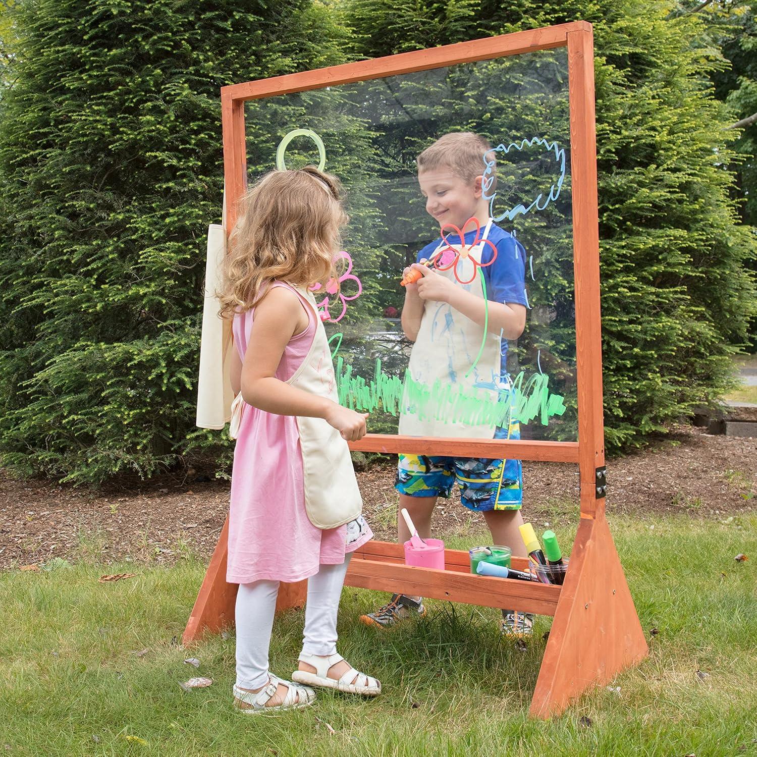 Double Sided Wooden and Plexiglass Art Easel for Kids