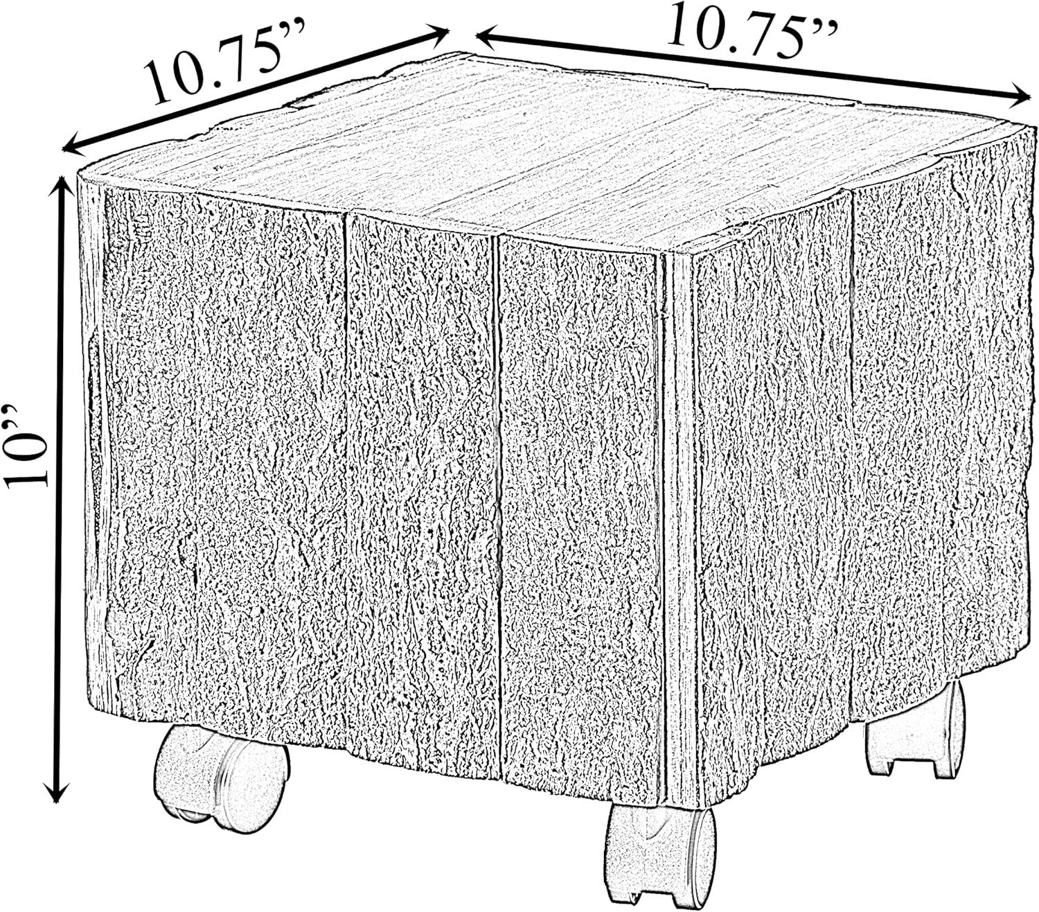 Vintiquewise Accent Decorative Natural Wooden Square Stump Stool, with Wheels for Indoor and Outdoor