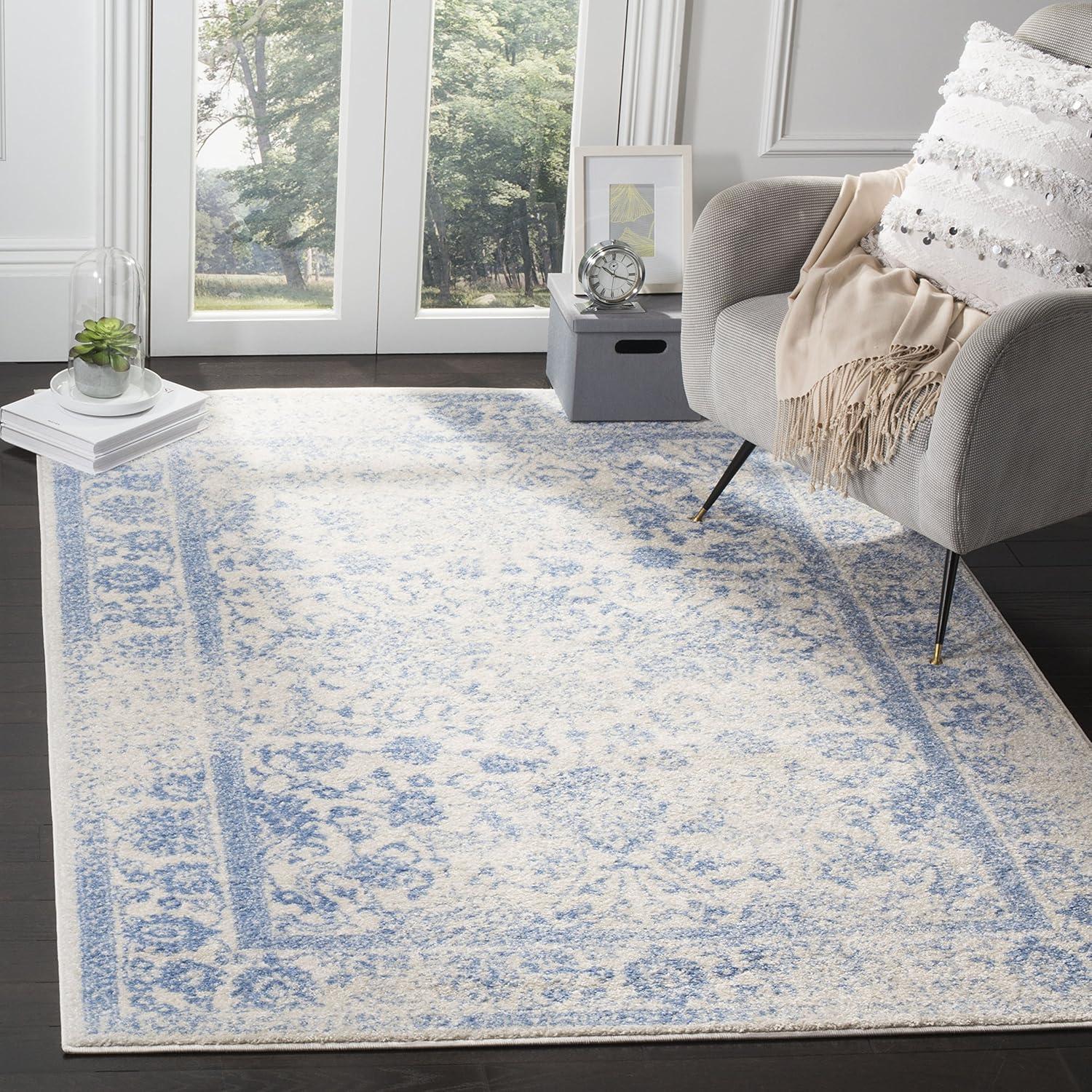 SAFAVIEH Adirondack Wyatt Traditional Distressed Area Rug, Ivory/Light Blue, 3' x 5'