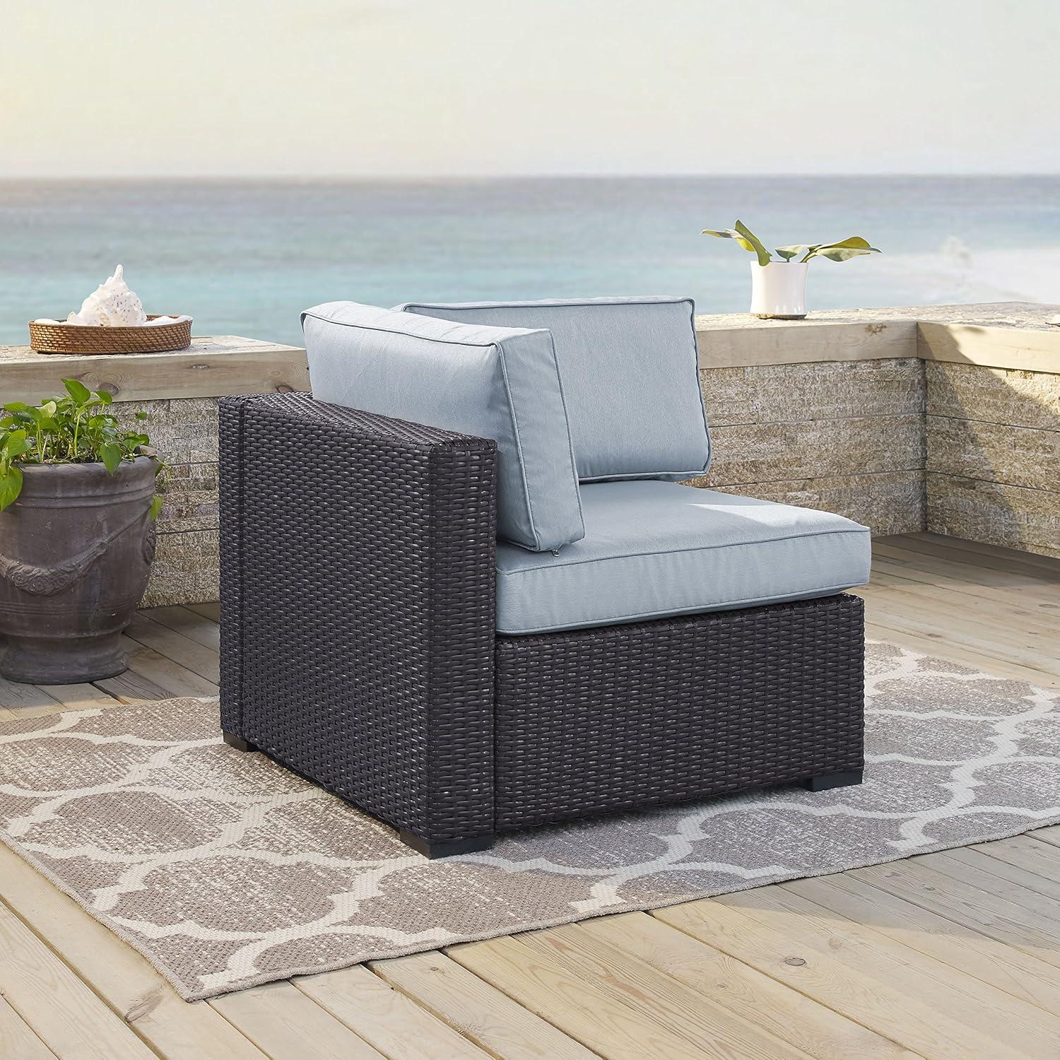 Crosley Furniture Biscayne Wicker / Rattan Corner Patio Chair in Mahogany