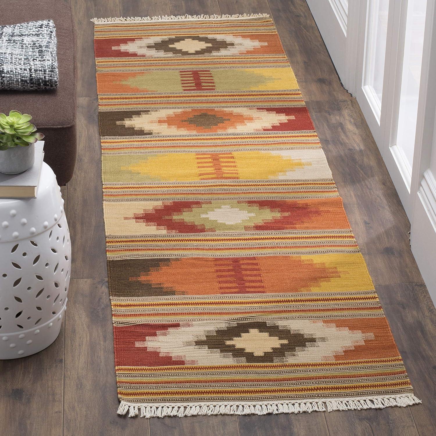 Kilim NVK177 Hand Woven Runner Rug - Red/Multi - 2'3"x10' - Safavieh.