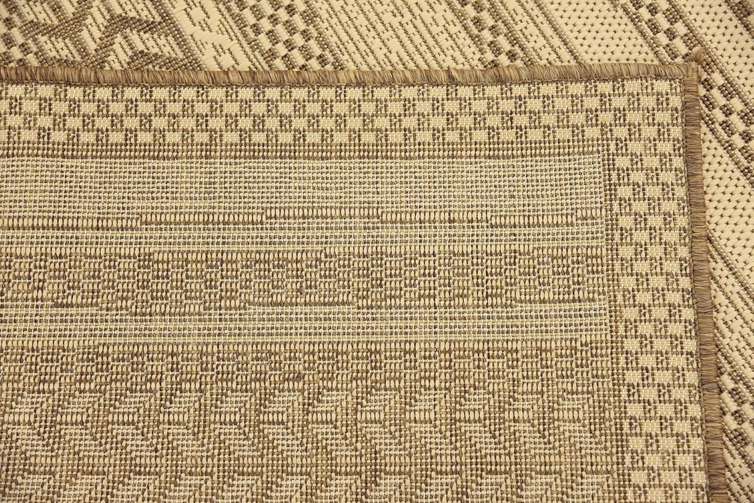 Unique Loom Lines Outdoor 5 x 8 (ft) Loomed Polypropylene Brown/Beige Rectangular Indoor/Outdoor Geometric French Country Area rug