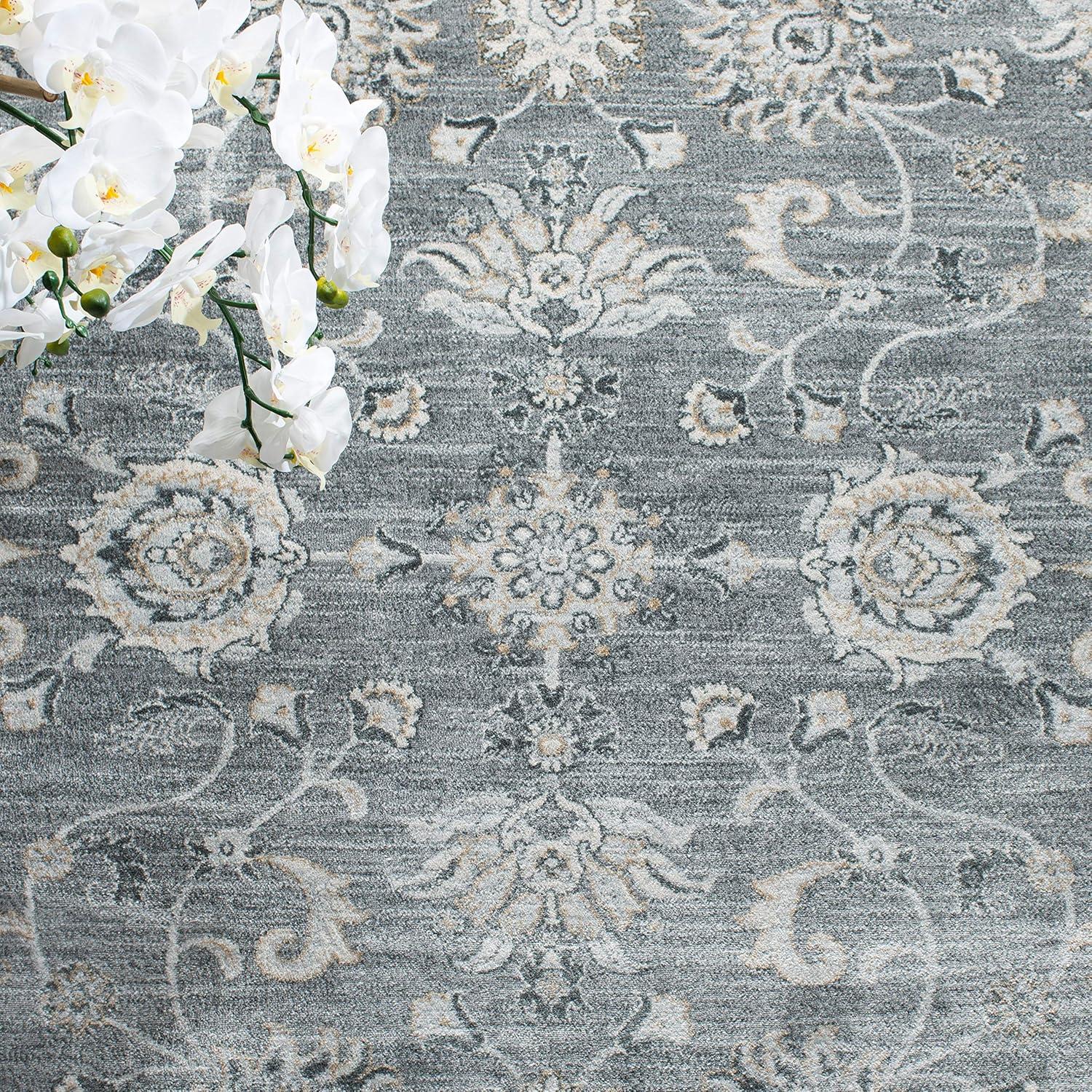 Isabella ISA940 Power Loomed Area Rug - Grey/Cream - 4'x6' - Safavieh.
