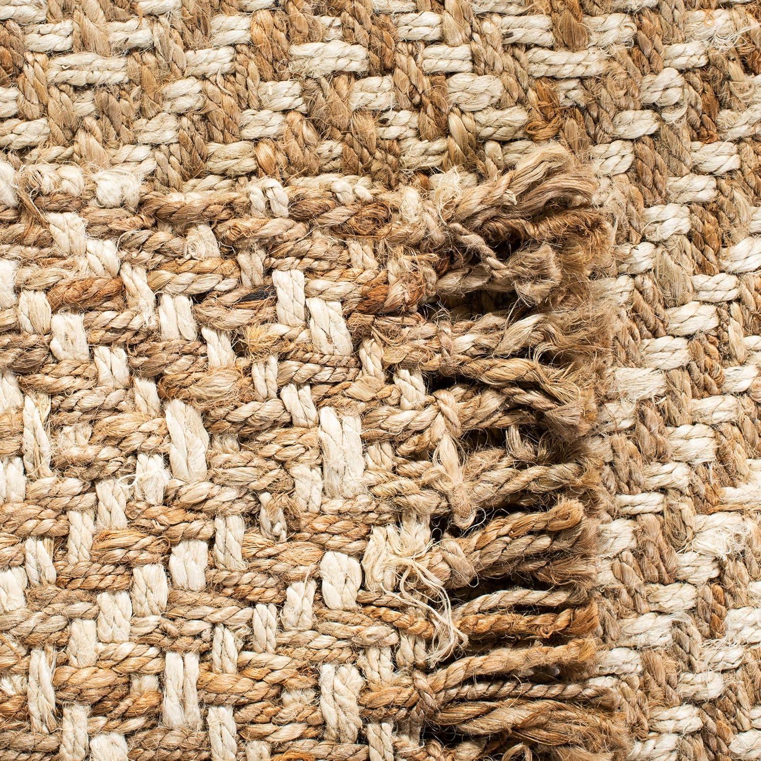 SAFAVIEH Natural Fiber Gillian Chevron Jute Area Rug, Bleach/Natural, 9' x 12'