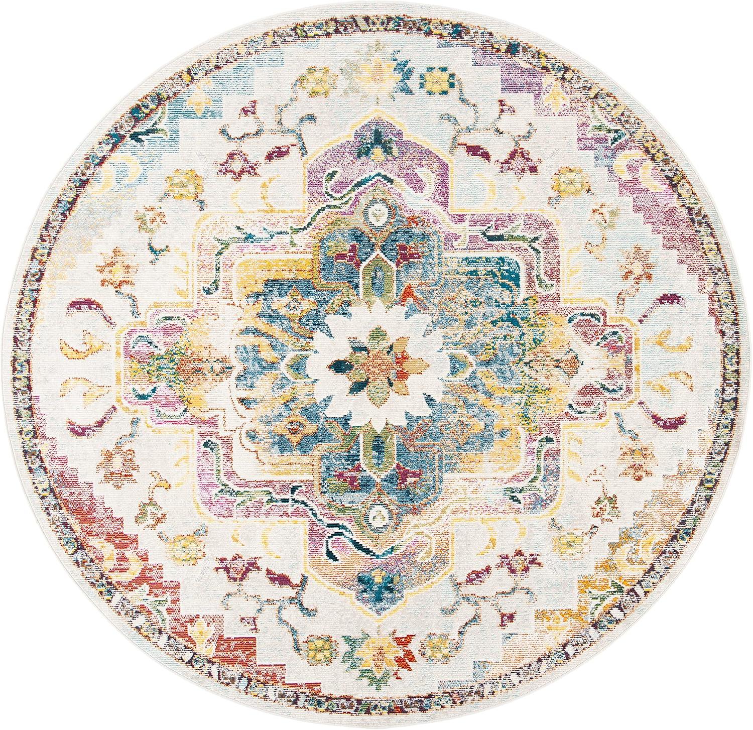 Crystal CRS501 Loomed Indoor Area Rug - Light Blue/Grey - 5'x5' Round - Safavieh