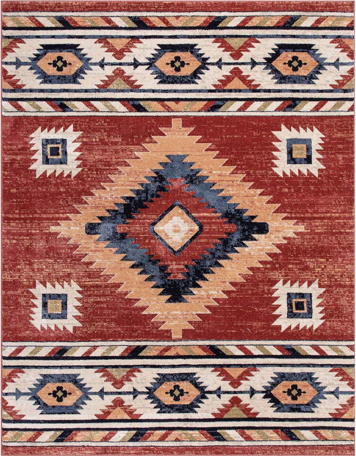 Well Woven Tulsa Lea Bohemian Southwestern Crimson 6'7" x 9'3" Area Rug