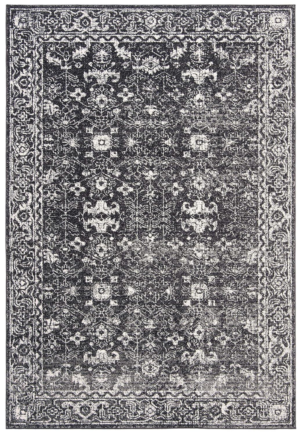 Evoke EVK270 Power Loomed Area Rug Charcoal / Ivory 5'-3" X 7'-6" - Safavieh.