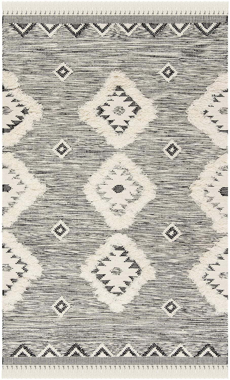 Kenya KNY906 Hand Knotted Area Rug - Black/Ivory - 4'x6' - Safavieh.