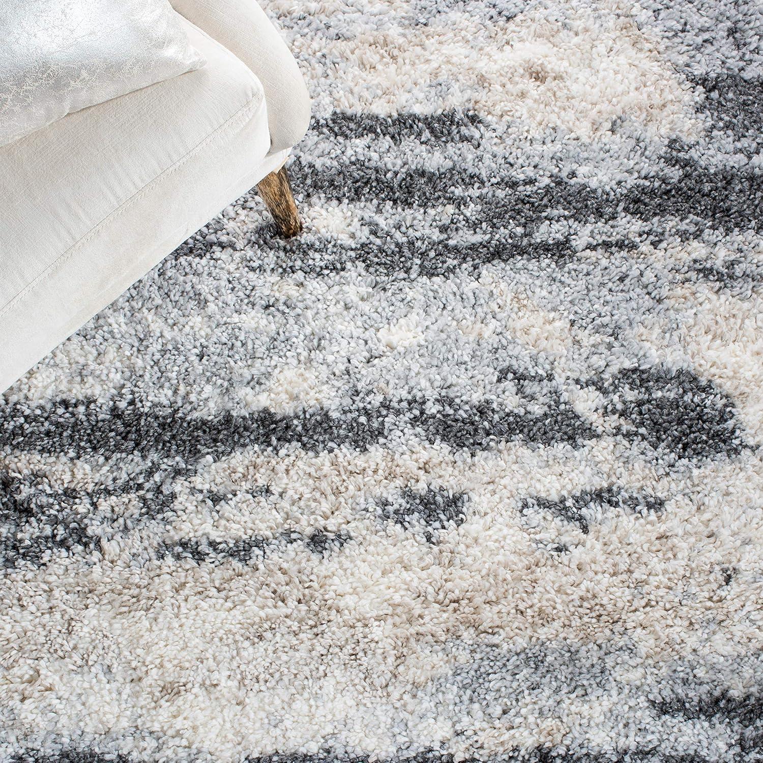 Fontana Shag FNT853 Power Loomed Area Rug - Grey/Ivory - 5'3"x7'6" - Safavieh.