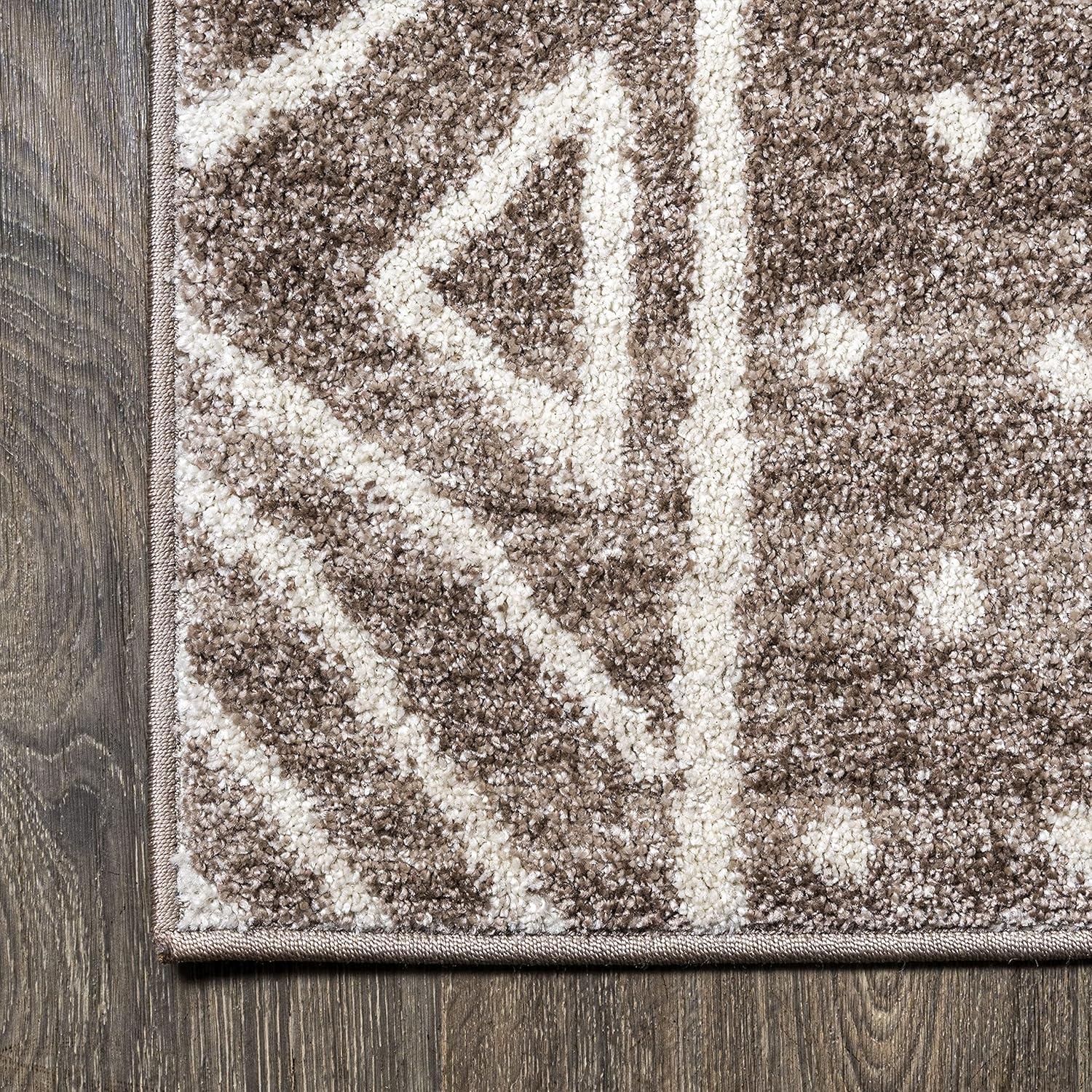 2'x 8' Amanar Geometric Runner Rug, Brown/Ivory - JONATHAN Y