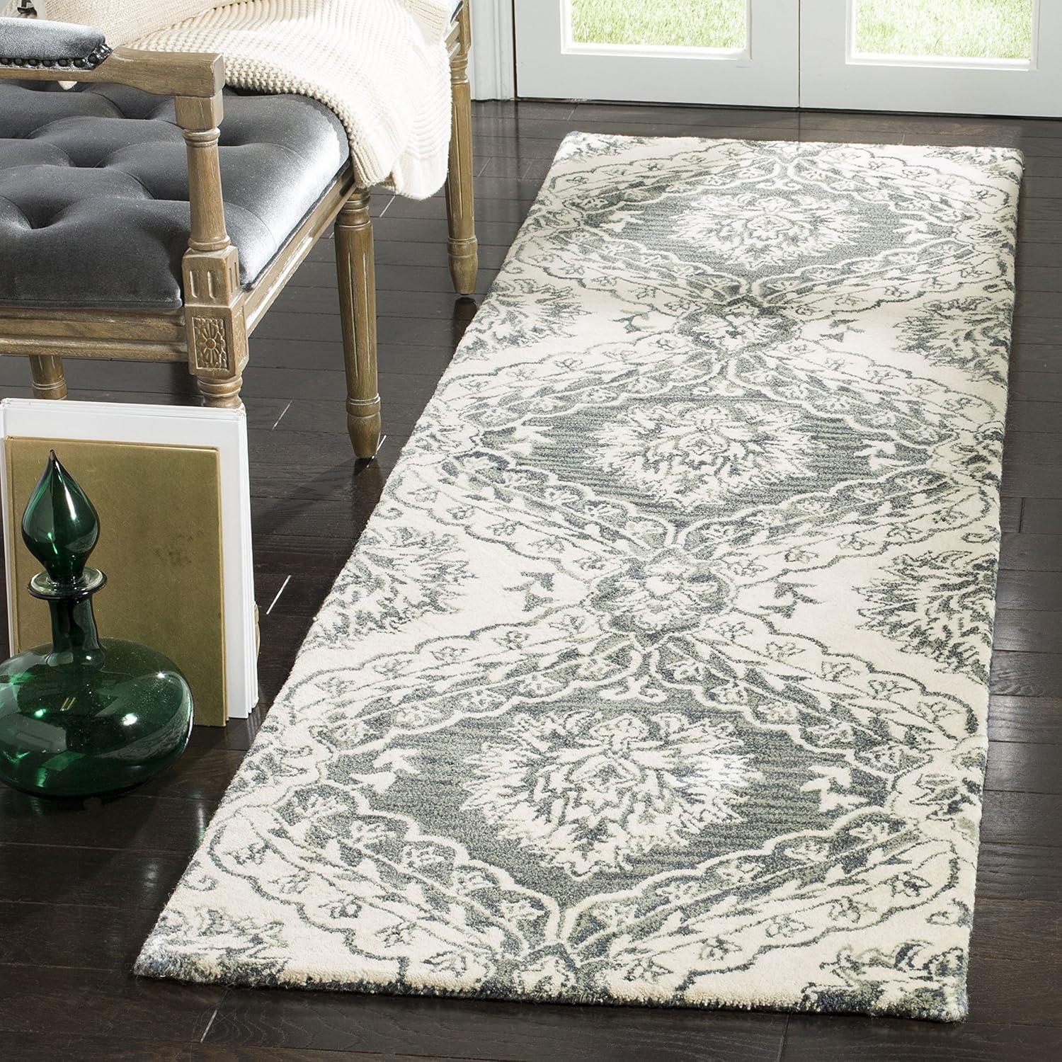 Blossom BLM601 Hand Tufted Runner Rug - Blue/Ivory - 2'3"x8' - Safavieh.