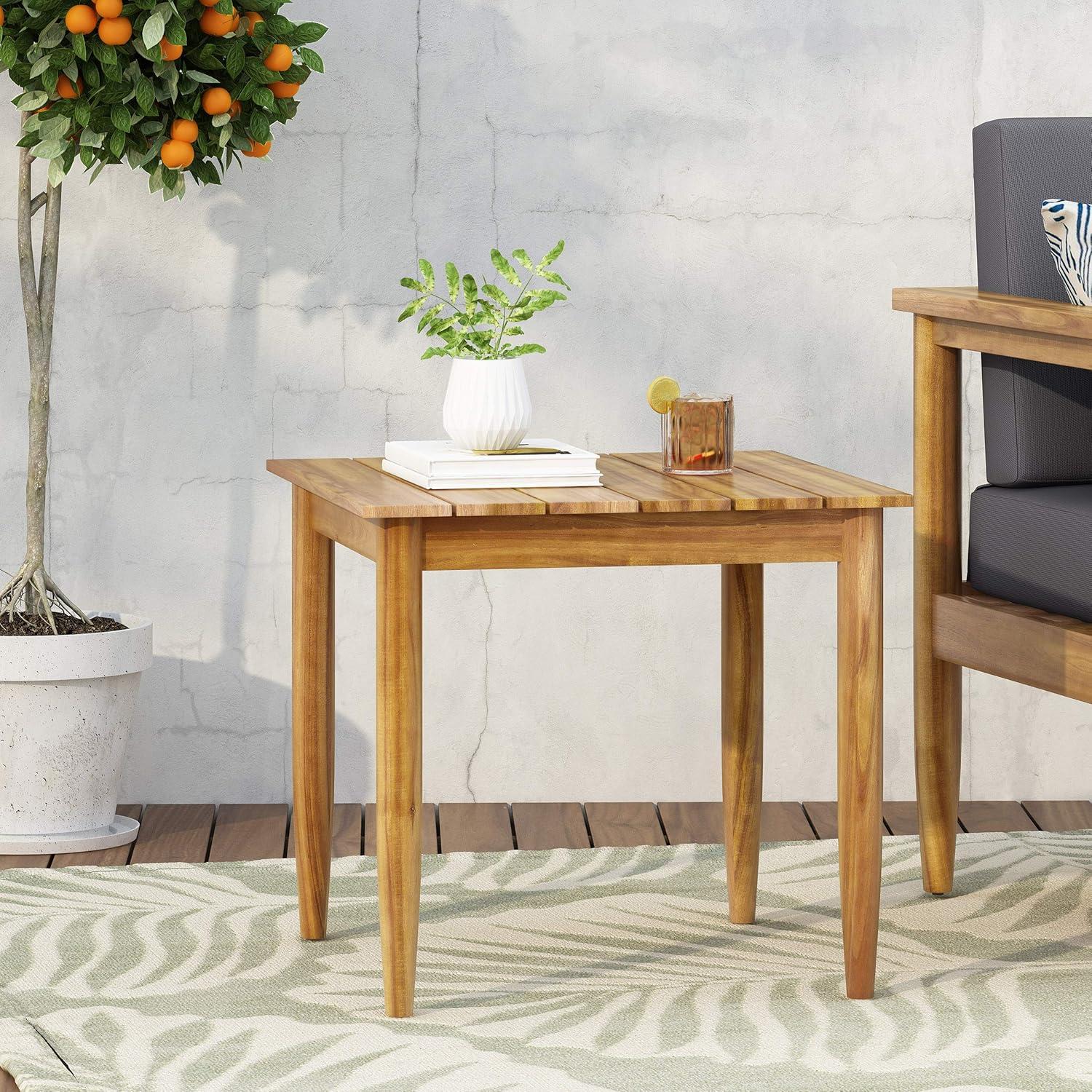 Teak Acacia Wood Rustic Outdoor Side Table