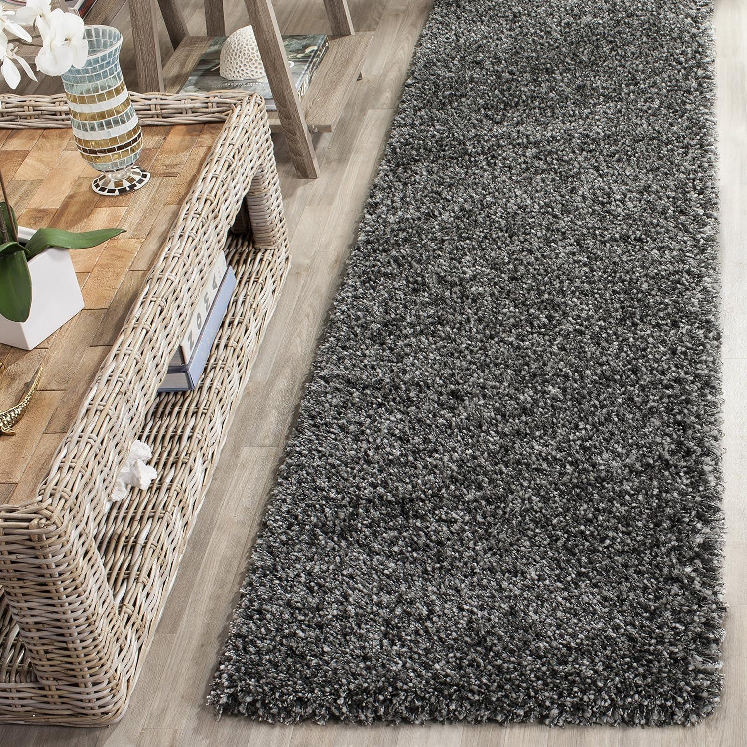 Athens Shag SGA119 Power Loomed Indoor Runner Rug - Dark Grey - 2'3"x8' - Safavieh