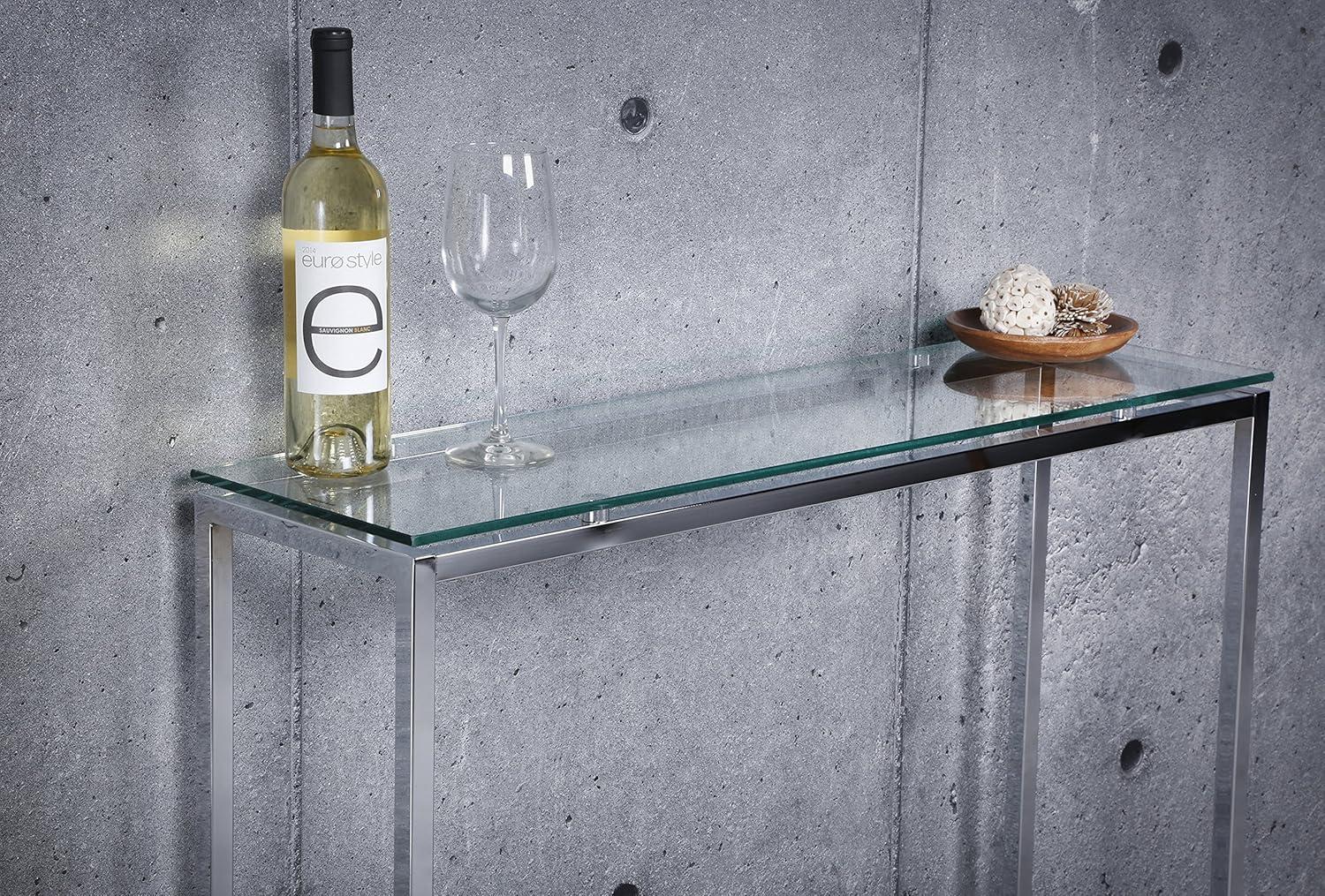 Sandor Clear Glass Top Console Table with Chrome Base