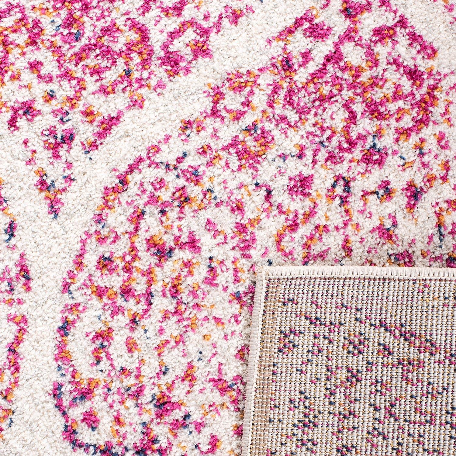 Madison MAD604 Power Loomed Indoor Area Rug - Cream/Fuchsia - 5'3"x7' - Safavieh