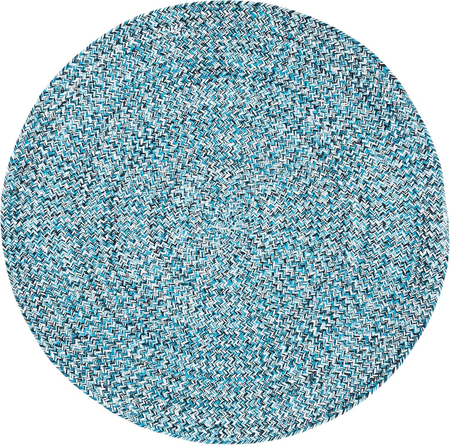 Braided BRD351 Hand Braided Area Rug - Blue/Black - 6' Round - Safavieh.