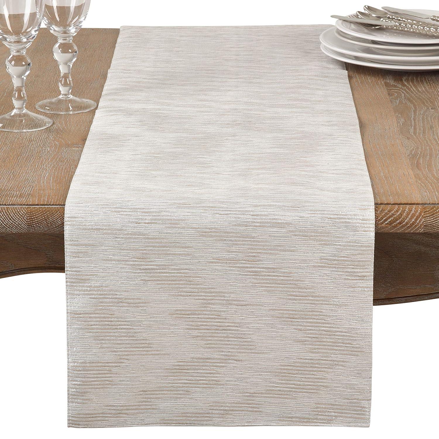 Saro Lifestyle Metallic Woven Runner, Silver, 14" x 72"